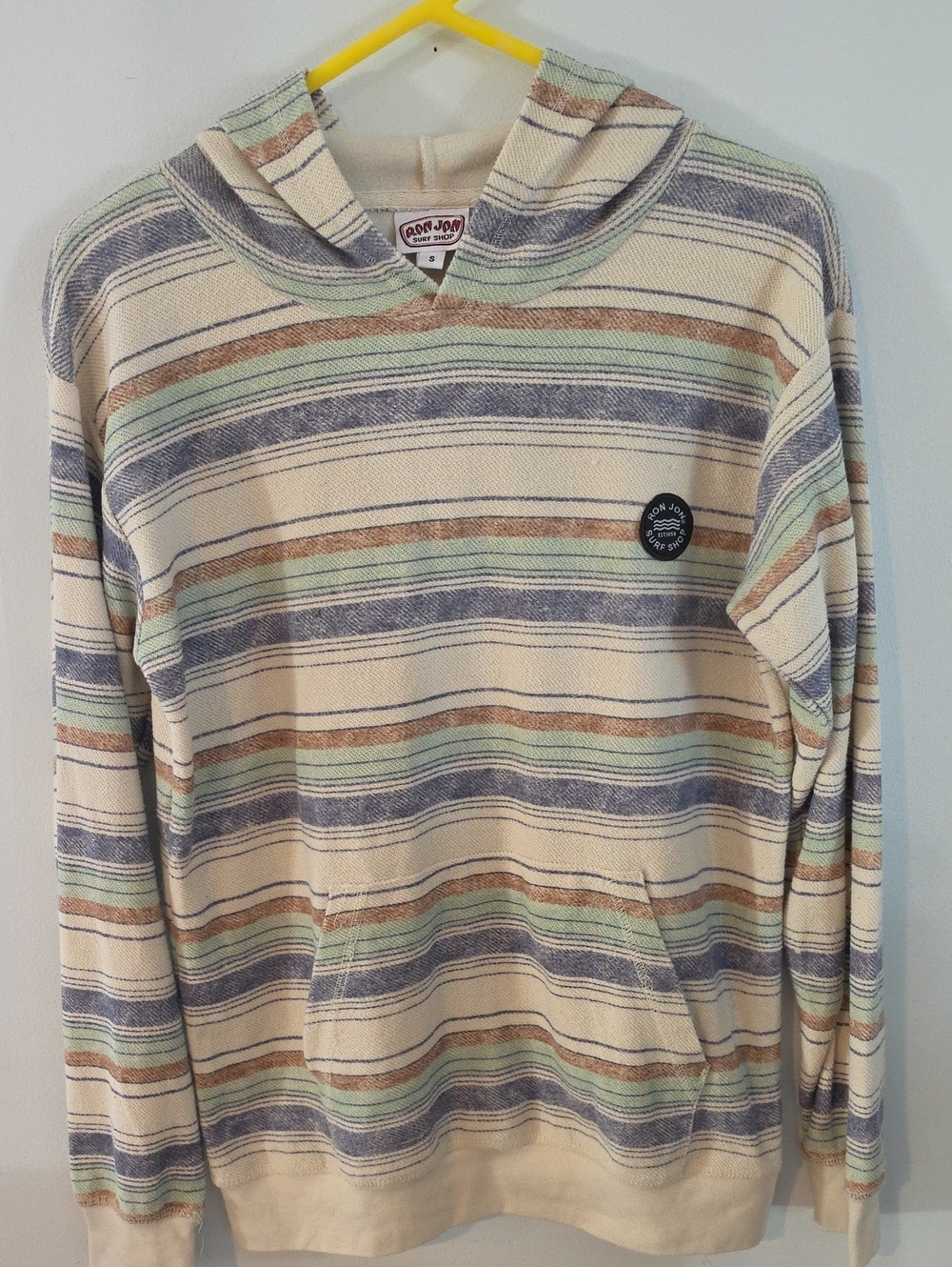 Ron Jon Striped Hooded Pullover in Cream, Blue, Green, Tan